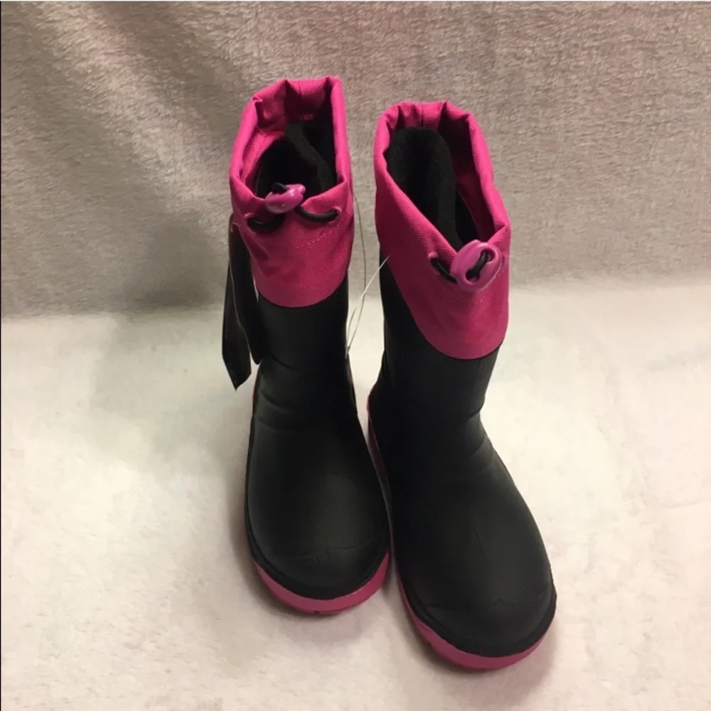 Ozark Trail Snow Boots Kids 8 Black Pink New Waterproof Thermal Rated -22F